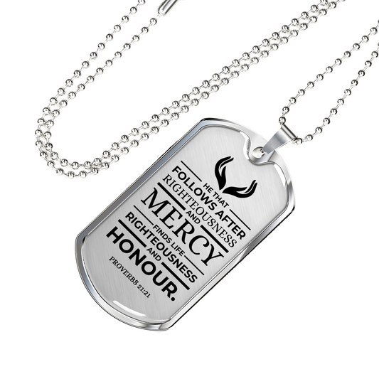 Life Living In Righteousness Necklace Stainless Steel or 18k Gold Dog Tag 24" Chain-Express Your Love Gifts