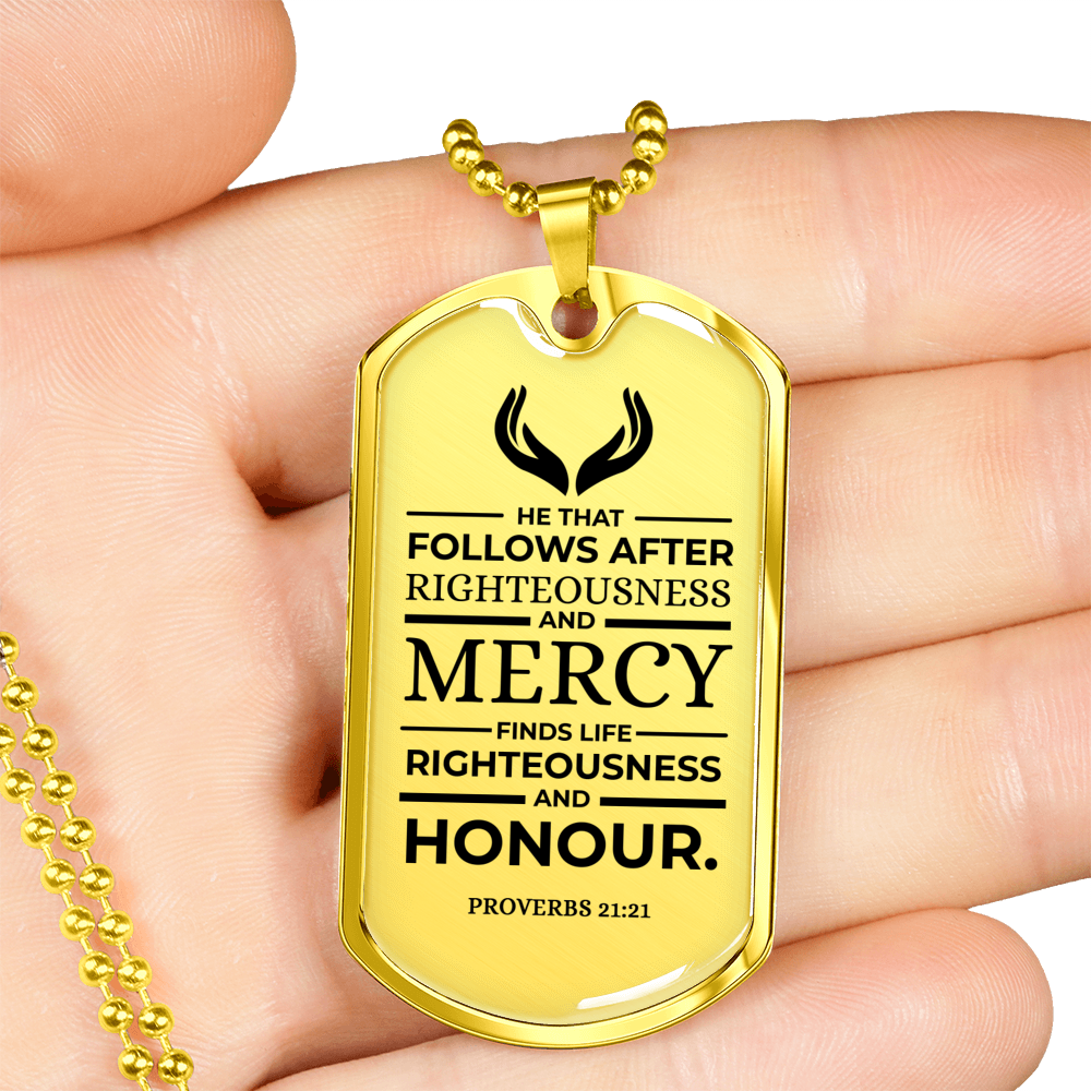 Life Living In Righteousness Necklace Stainless Steel or 18k Gold Dog Tag 24" Chain-Express Your Love Gifts