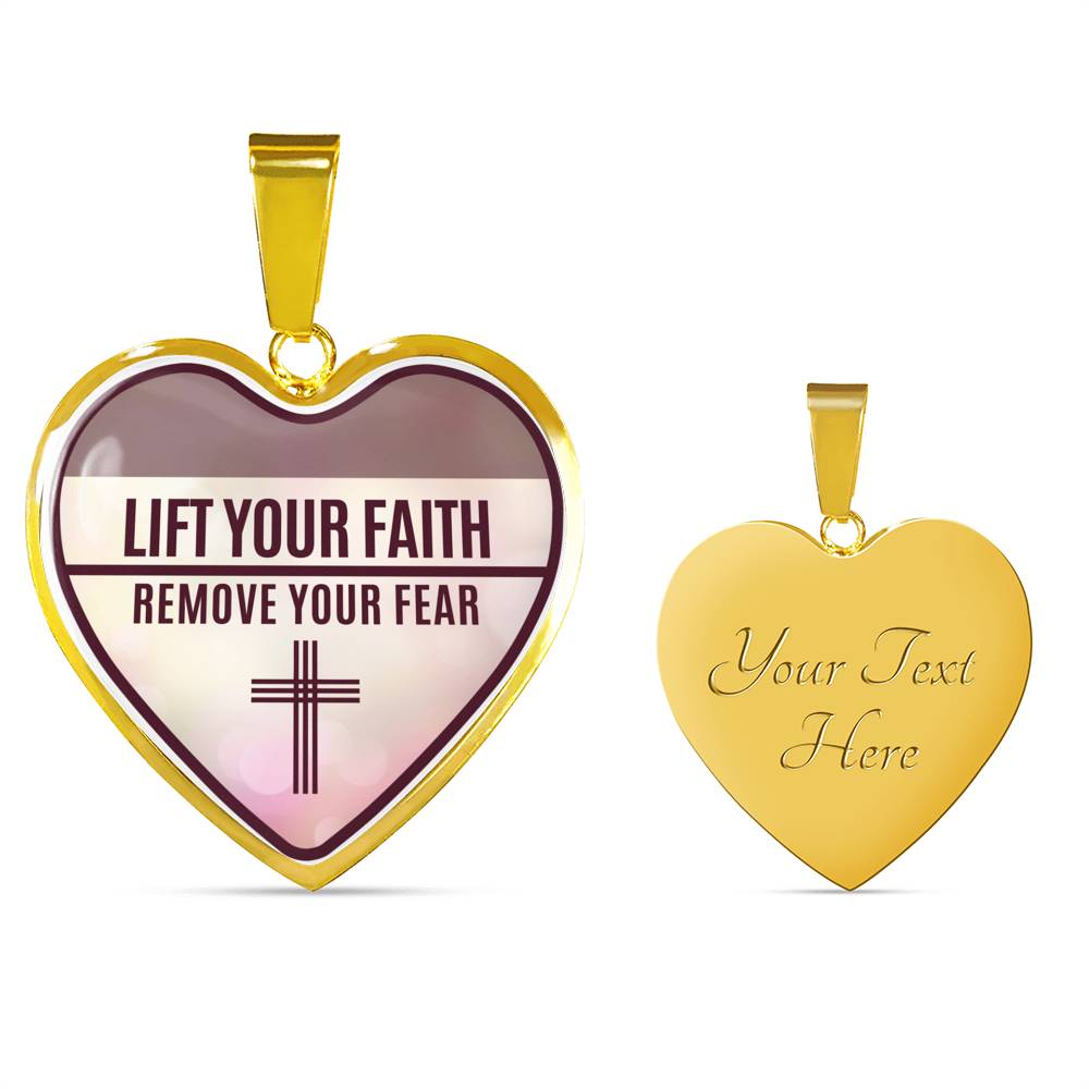 Lift Your Faith Necklace Stainless Steel or 18k Gold Heart Pendant 18-22"-Express Your Love Gifts