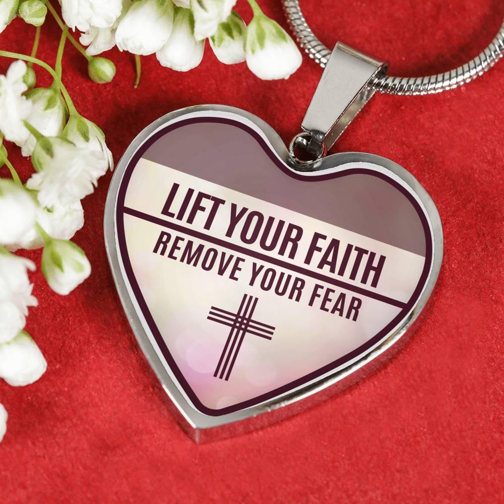 Lift Your Faith Necklace Stainless Steel or 18k Gold Heart Pendant 18-22"-Express Your Love Gifts