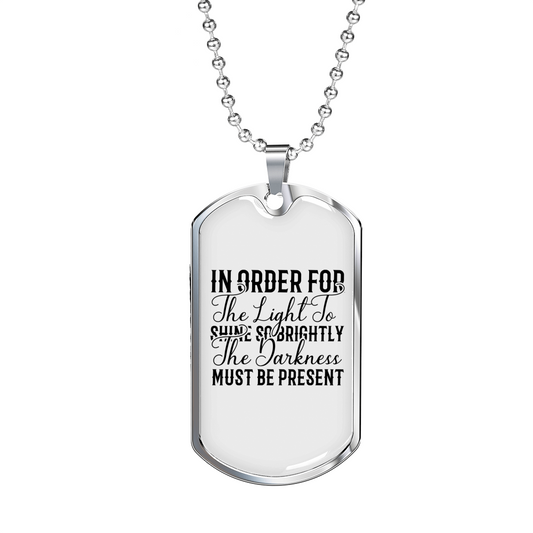 Light Shine Brightly Christian Necklace Stainless Steel or 18k Gold Dog Tag 24" Chain-Express Your Love Gifts