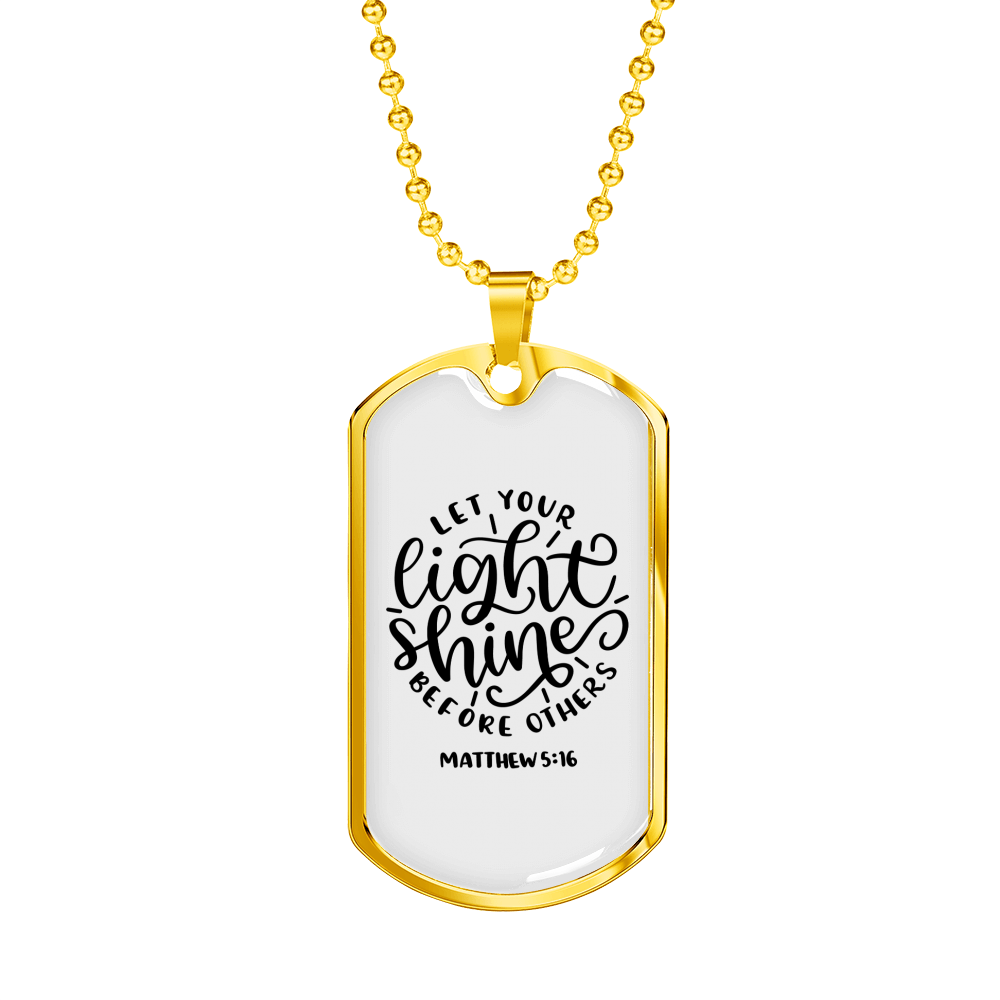 Light Shine Christian Necklace Stainless Steel or 18k Gold Dog Tag 24" Chain-Express Your Love Gifts