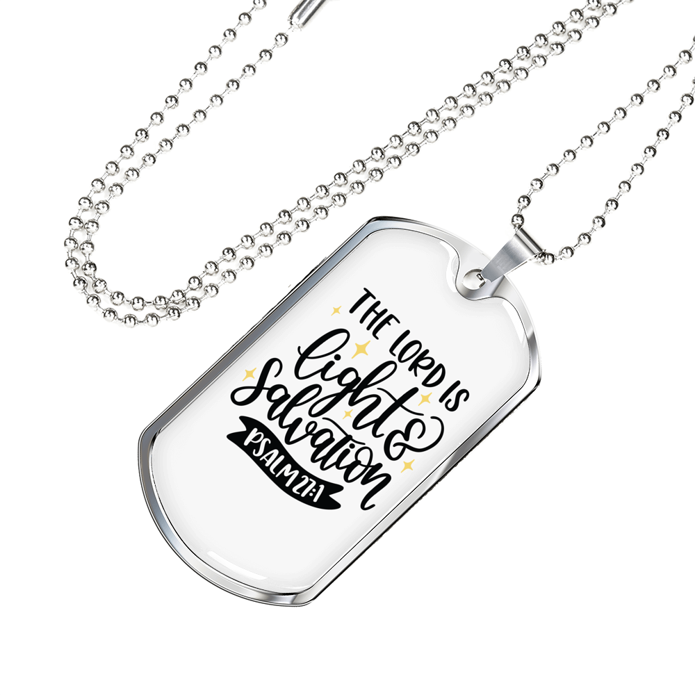 Lights Salvation Christian Necklace Stainless Steel or 18k Gold Dog Tag 24" Chain-Express Your Love Gifts
