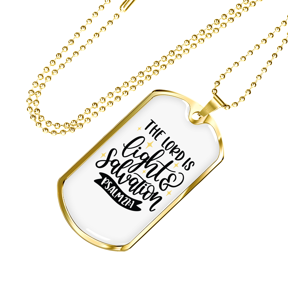 Lights Salvation Christian Necklace Stainless Steel or 18k Gold Dog Tag 24" Chain-Express Your Love Gifts