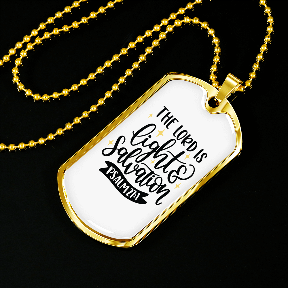 Lights Salvation Christian Necklace Stainless Steel or 18k Gold Dog Tag 24" Chain-Express Your Love Gifts