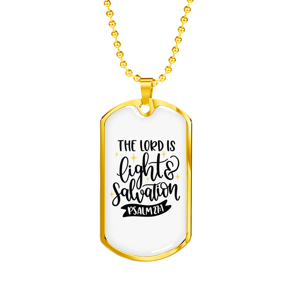 Lights Salvation Christian Necklace Stainless Steel or 18k Gold Dog Tag 24" Chain-Express Your Love Gifts