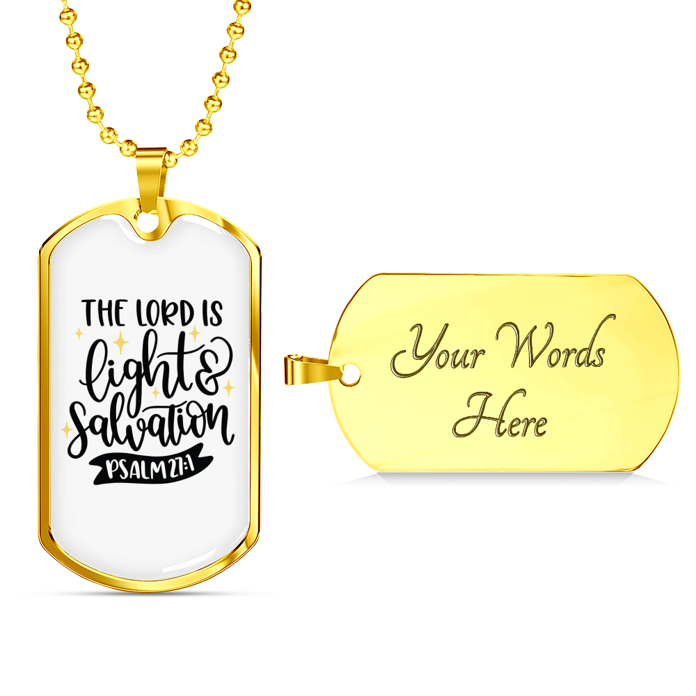Lights Salvation Christian Necklace Stainless Steel or 18k Gold Dog Tag 24" Chain-Express Your Love Gifts