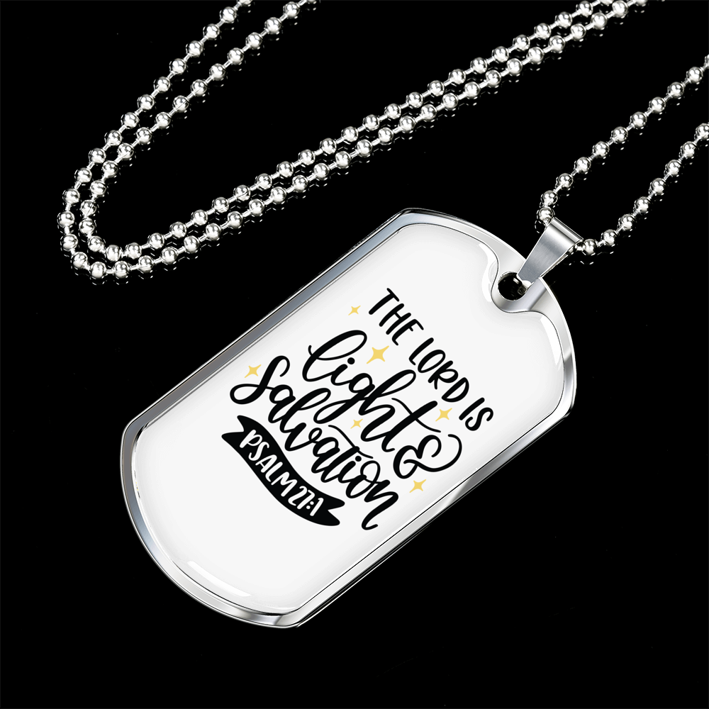 Lights Salvation Christian Necklace Stainless Steel or 18k Gold Dog Tag 24" Chain-Express Your Love Gifts