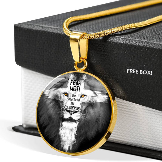 Lion Of Judah Revelation 5:5 Circle Necklace 18k Gold 18-22" - Express Your Love Gifts
