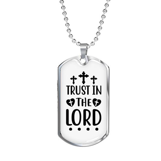 Lord And Trust Christian Necklace Stainless Steel or 18k Gold Dog Tag 24" Chain-Express Your Love Gifts