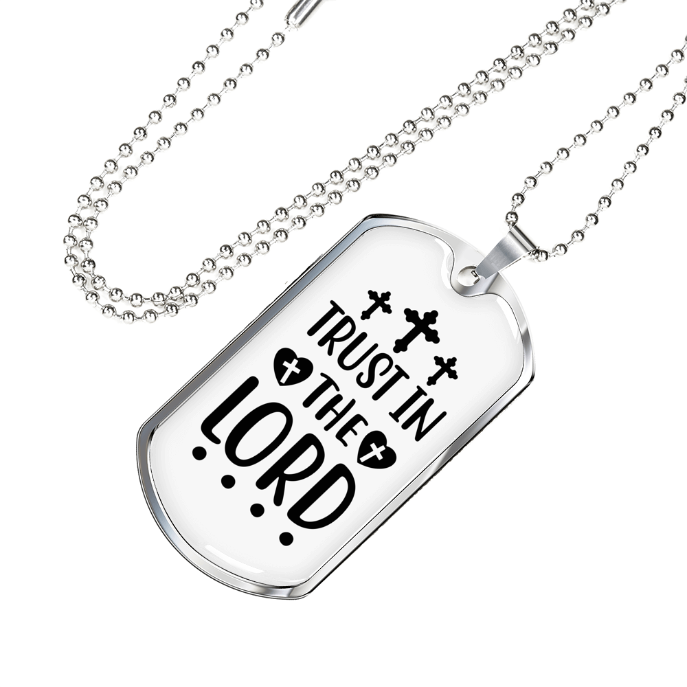 Lord And Trust Christian Necklace Stainless Steel or 18k Gold Dog Tag 24" Chain-Express Your Love Gifts