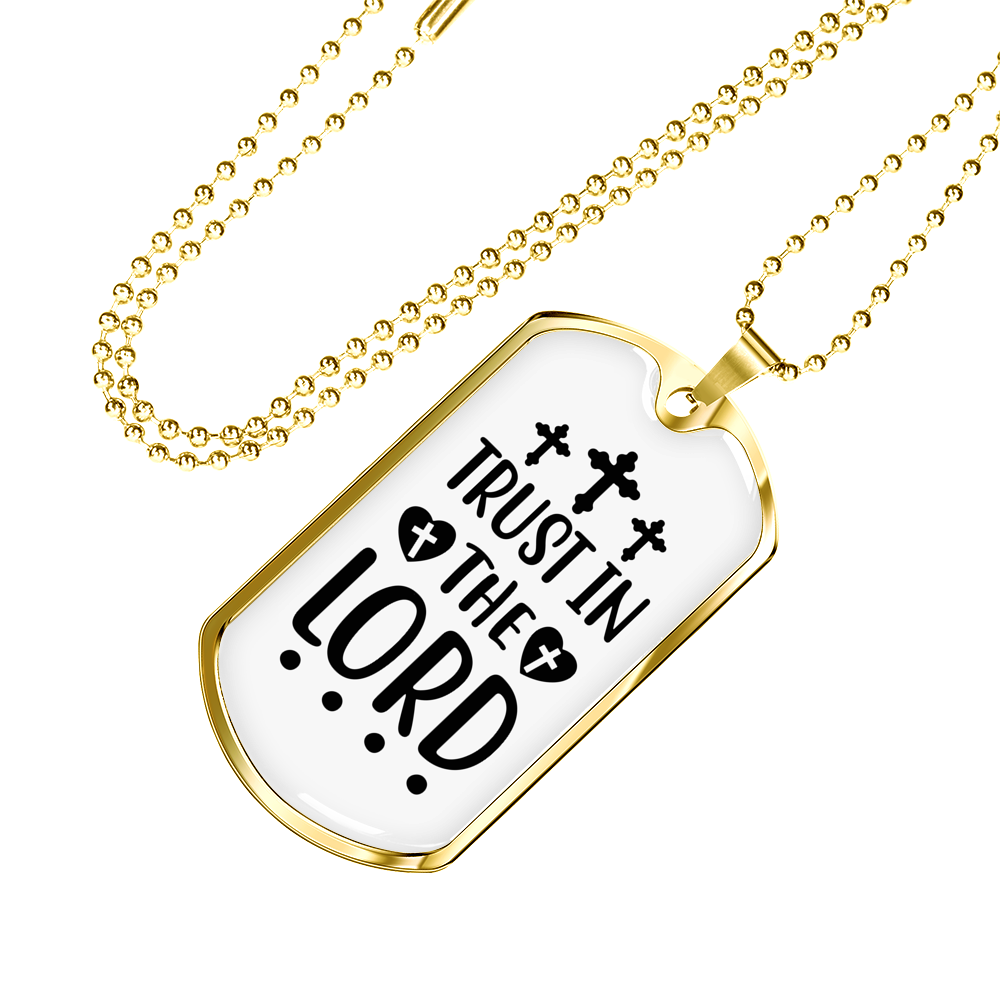 Lord And Trust Christian Necklace Stainless Steel or 18k Gold Dog Tag 24" Chain-Express Your Love Gifts