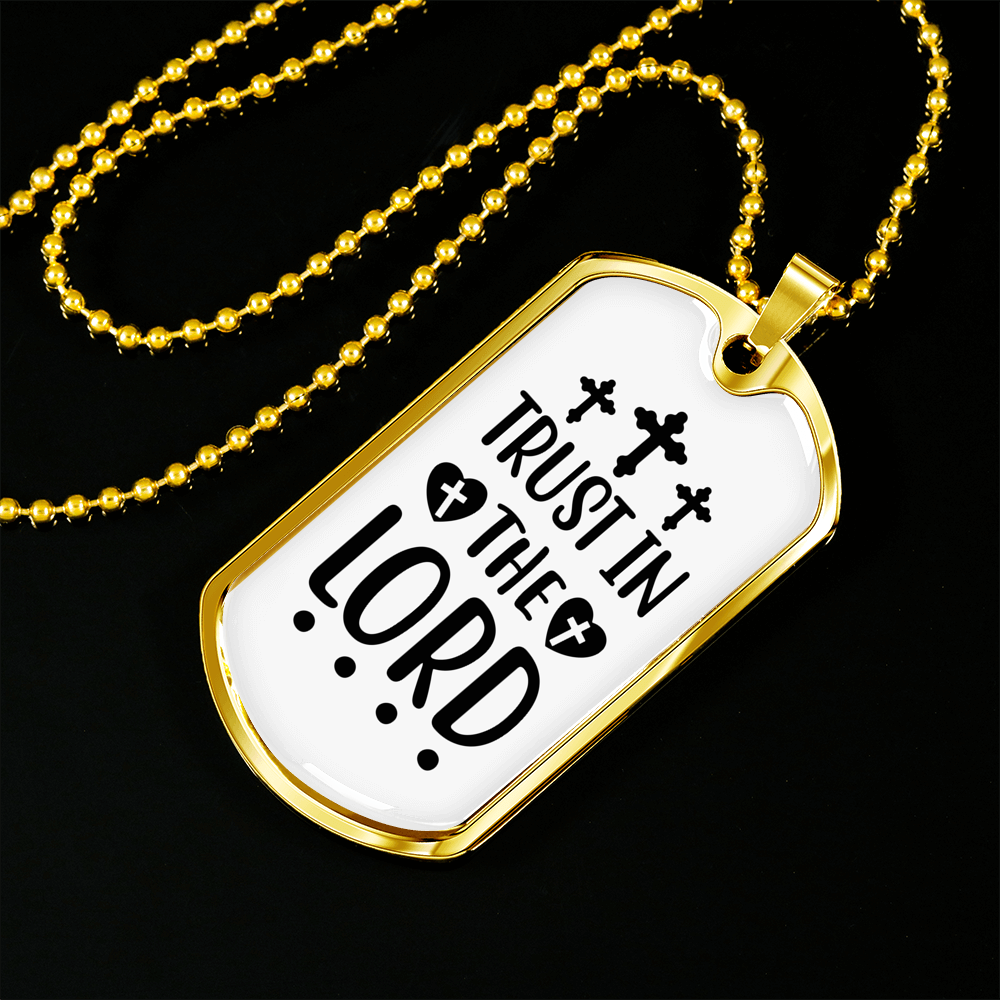 Lord And Trust Christian Necklace Stainless Steel or 18k Gold Dog Tag 24" Chain-Express Your Love Gifts