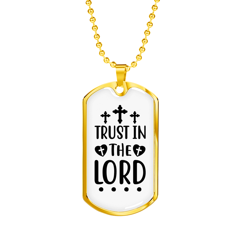 Lord And Trust Christian Necklace Stainless Steel or 18k Gold Dog Tag 24" Chain-Express Your Love Gifts