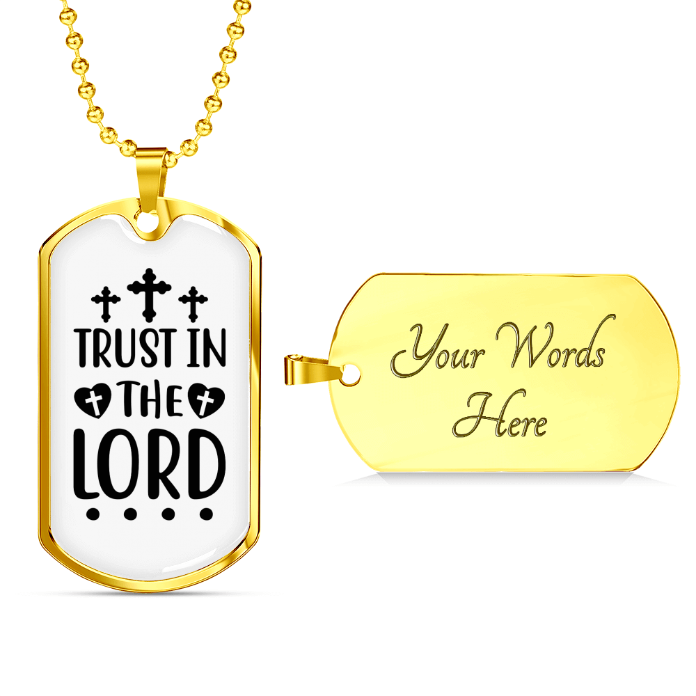 Lord And Trust Christian Necklace Stainless Steel or 18k Gold Dog Tag 24" Chain-Express Your Love Gifts