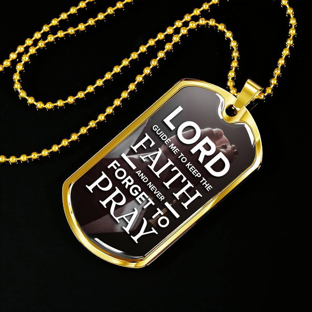 Lord Guide Me Catholic Necklace Stainless Steel or 18k Gold Dog Tag 24" Chain-Express Your Love Gifts