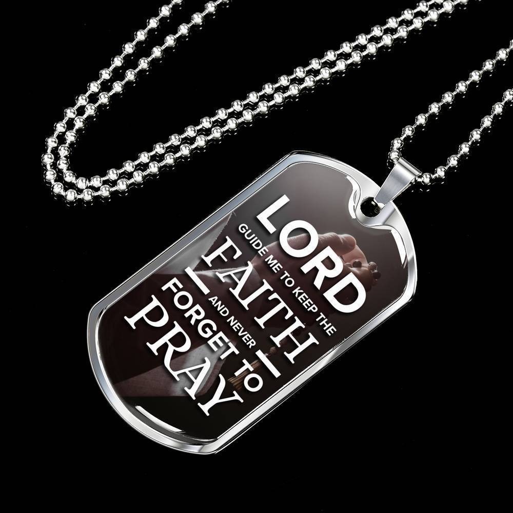 Lord Guide Me Catholic Necklace Stainless Steel or 18k Gold Dog Tag 24" Chain-Express Your Love Gifts