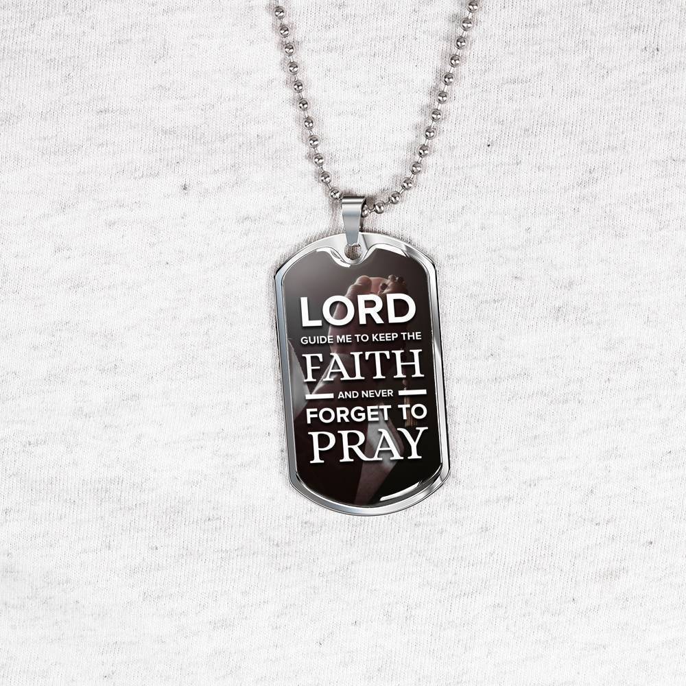 Lord Guide Me Catholic Necklace Stainless Steel or 18k Gold Dog Tag 24" Chain-Express Your Love Gifts
