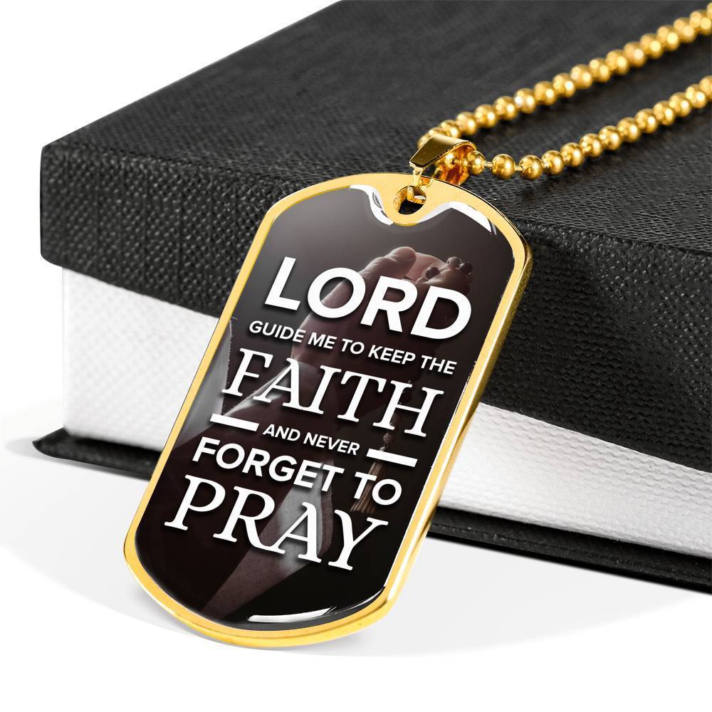 Lord Guide Me Catholic Necklace Stainless Steel or 18k Gold Dog Tag 24" Chain-Express Your Love Gifts