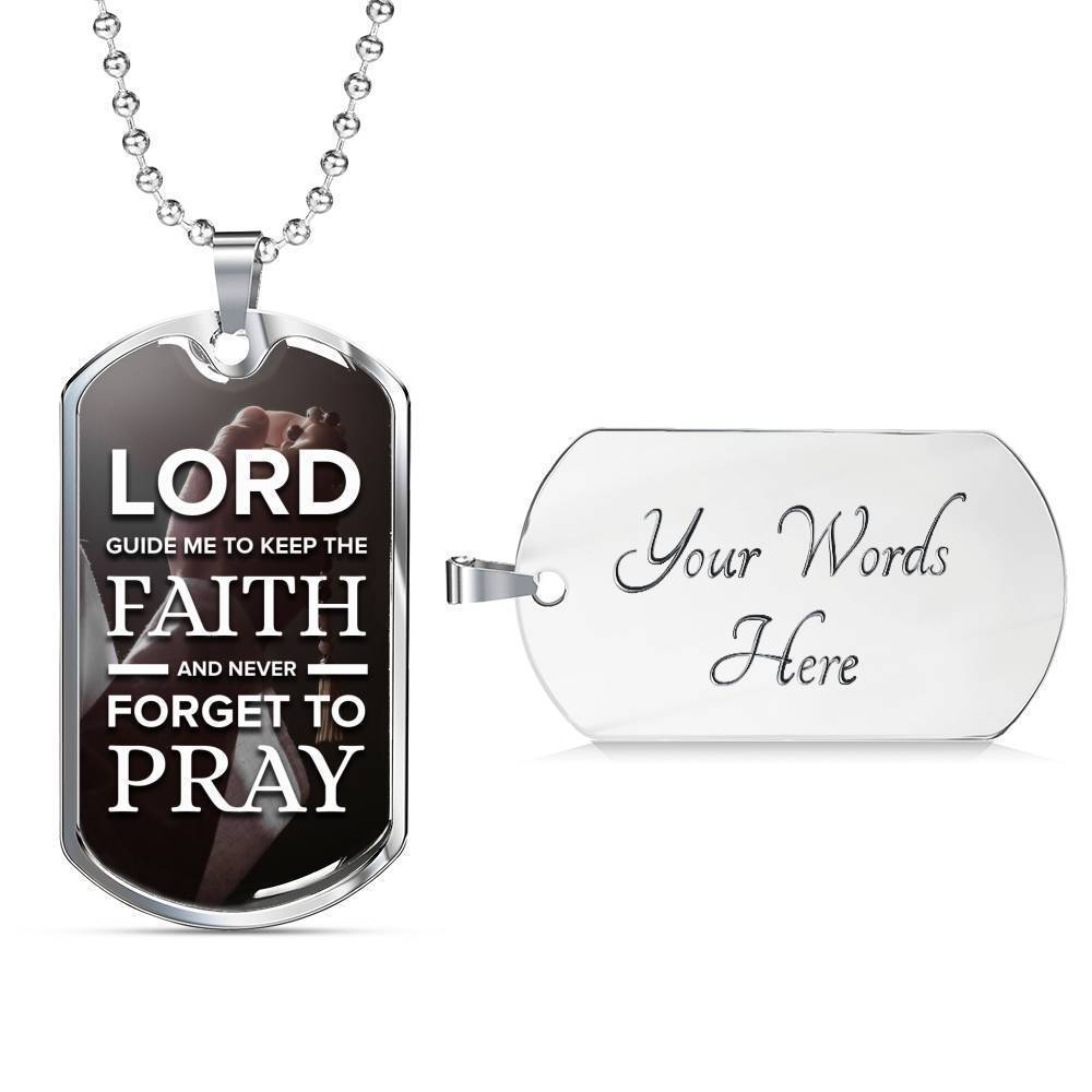 Lord Guide Me Catholic Necklace Stainless Steel or 18k Gold Dog Tag 24" Chain-Express Your Love Gifts