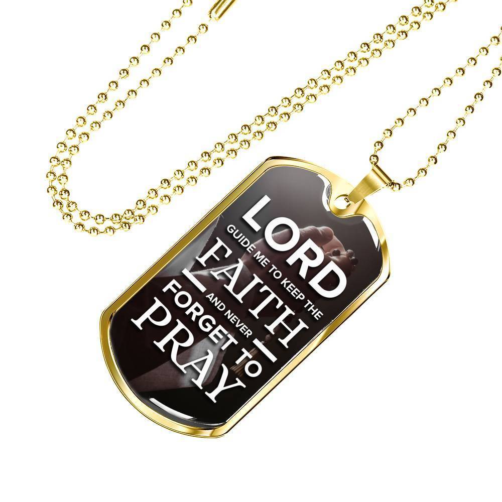 Lord Guide Me Catholic Necklace Stainless Steel or 18k Gold Dog Tag 24" Chain-Express Your Love Gifts