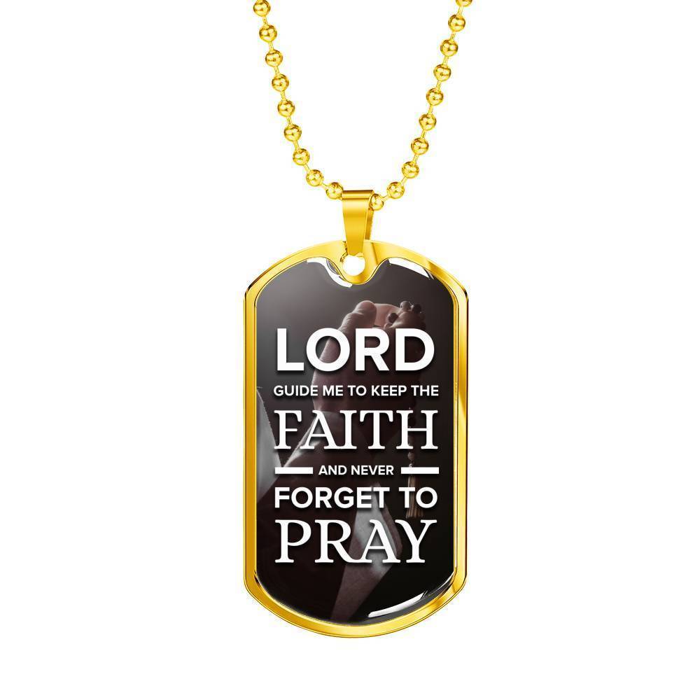 Lord Guide Me Catholic Necklace Stainless Steel or 18k Gold Dog Tag 24" Chain-Express Your Love Gifts