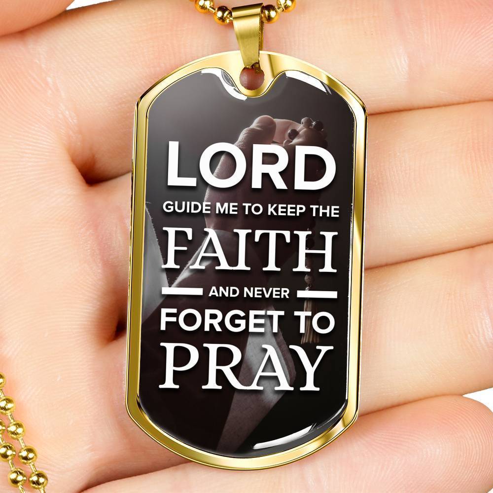 Lord Guide Me Catholic Necklace Stainless Steel or 18k Gold Dog Tag 24" Chain-Express Your Love Gifts