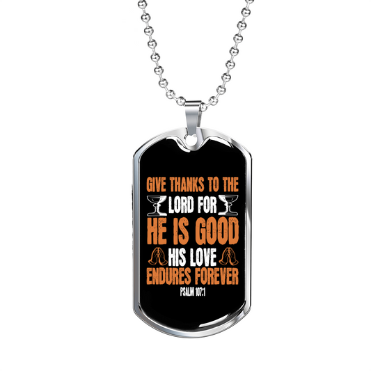 Lord Is Good Christian Necklace Stainless Steel or 18k Gold Dog Tag 24" Chain-Express Your Love Gifts