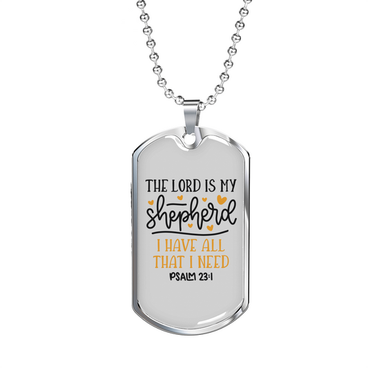Lord Is My Shepherd Christian Necklace Stainless Steel or 18k Gold Dog Tag 24" Chain-Express Your Love Gifts