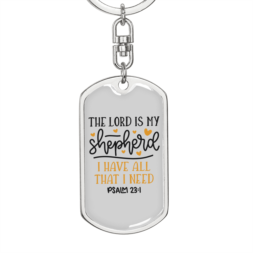 Lord Is My Shepherd Psalm 23:1 Keychain Stainless Steel or 18k Gold Dog Tag Keyring-Express Your Love Gifts