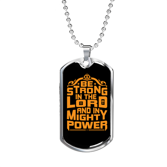Lord Might Power Christian Necklace Stainless Steel or 18k Gold Dog Tag 24" Chain-Express Your Love Gifts