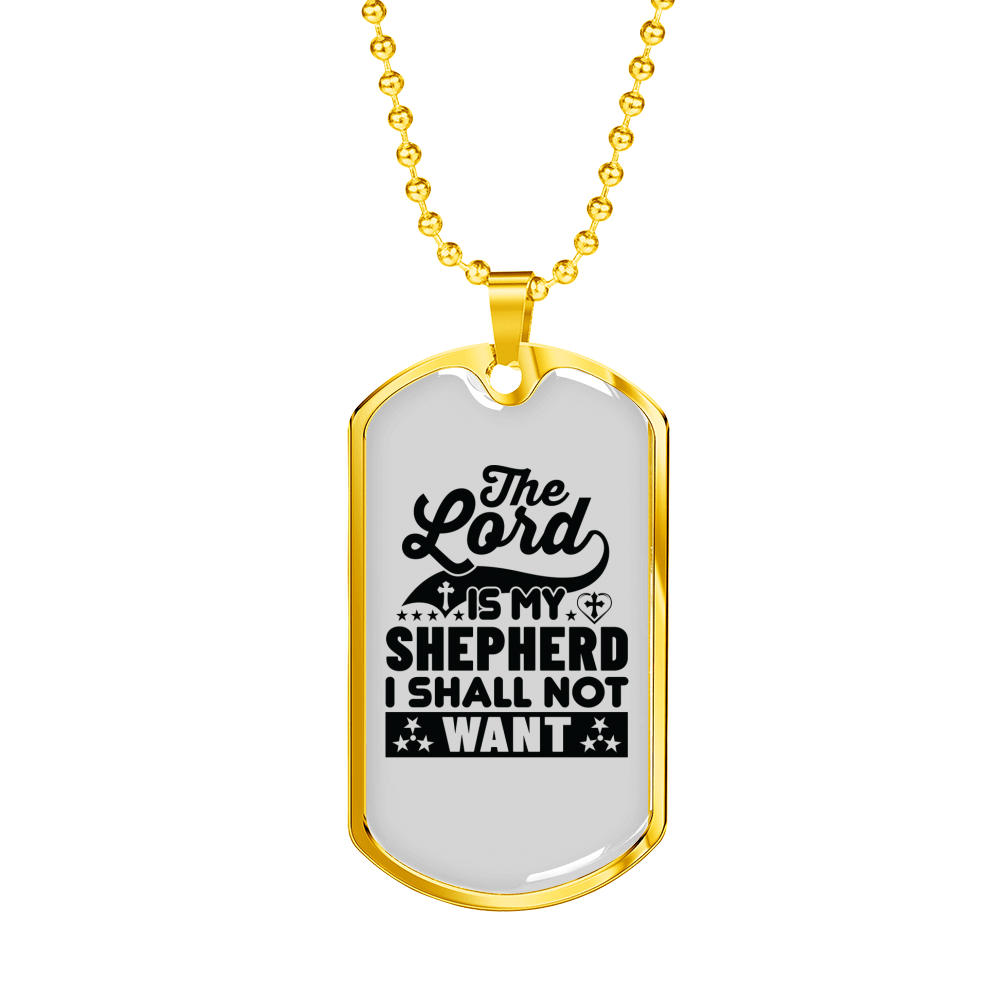Lord My Shepherd Black Christian Necklace Stainless Steel or 18k Gold Dog Tag 24" Chain-Express Your Love Gifts