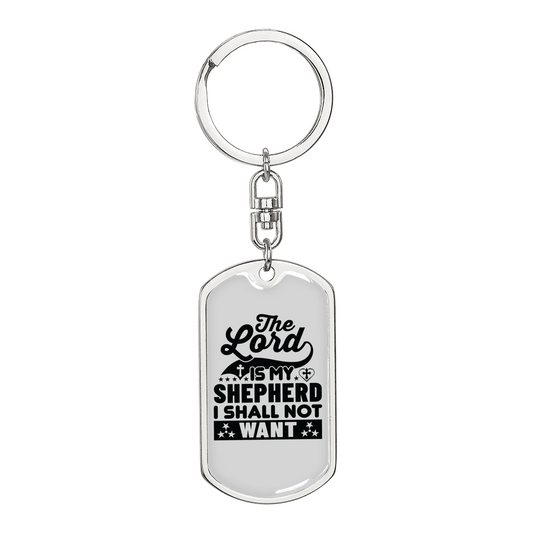 Lord My Shepherd Black Keychain Stainless Steel or 18k Gold Dog Tag Keyring-Express Your Love Gifts