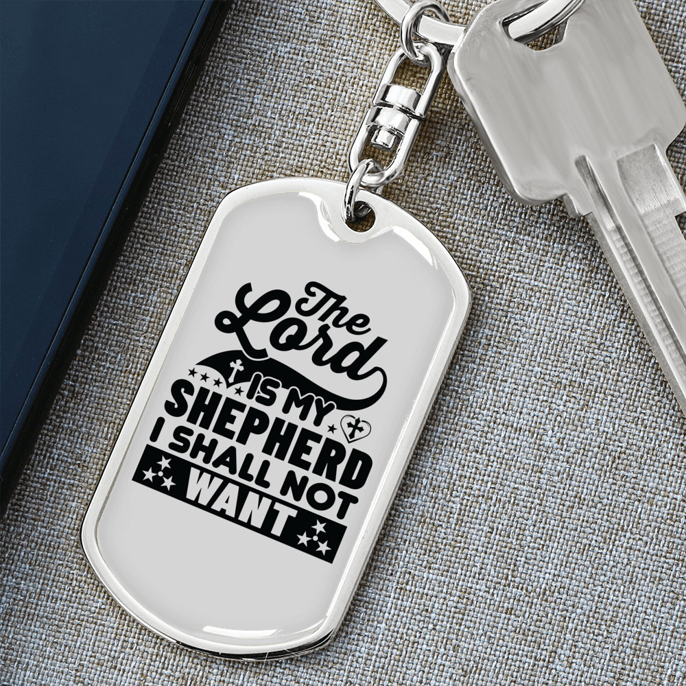 Lord My Shepherd Black Keychain Stainless Steel or 18k Gold Dog Tag Keyring-Express Your Love Gifts