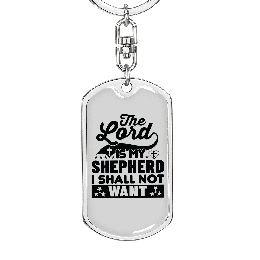 Lord My Shepherd Black Keychain Stainless Steel or 18k Gold Dog Tag Keyring-Express Your Love Gifts