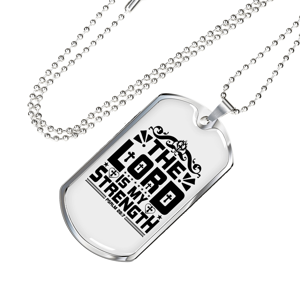 Lord My Strength Black Christian Necklace Stainless Steel or 18k Gold Dog Tag 24" Chain-Express Your Love Gifts