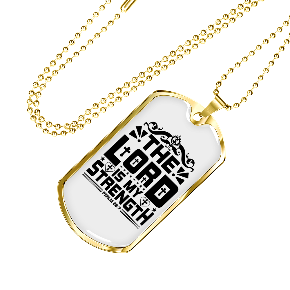 Lord My Strength Black Christian Necklace Stainless Steel or 18k Gold Dog Tag 24" Chain-Express Your Love Gifts