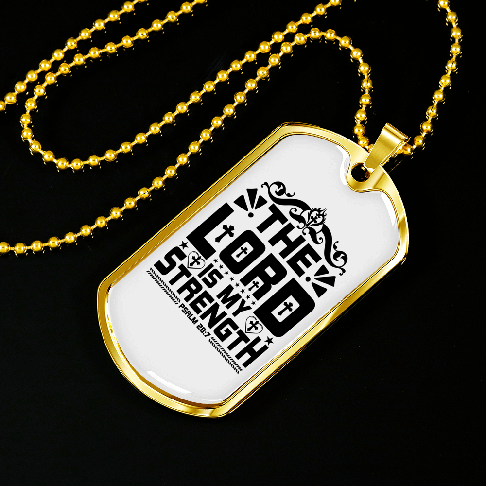 Lord My Strength Black Christian Necklace Stainless Steel or 18k Gold Dog Tag 24" Chain-Express Your Love Gifts