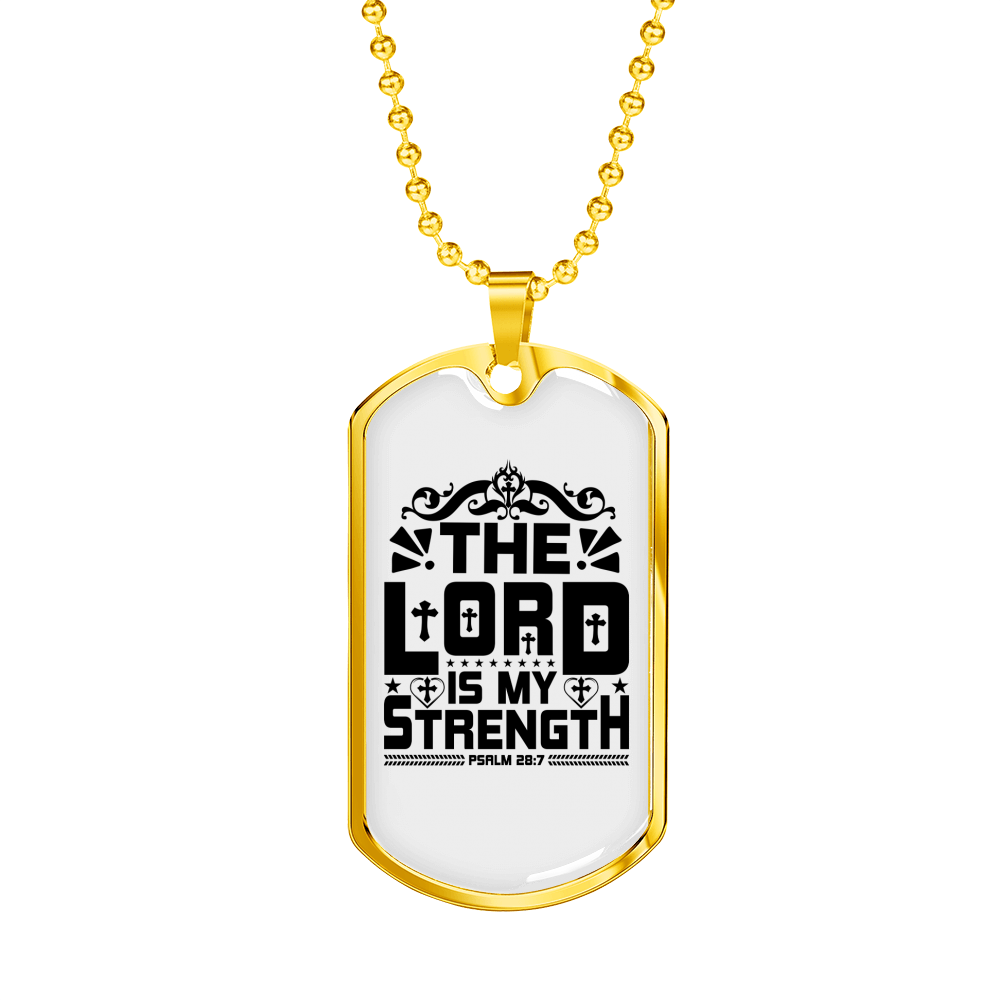Lord My Strength Black Christian Necklace Stainless Steel or 18k Gold Dog Tag 24" Chain-Express Your Love Gifts