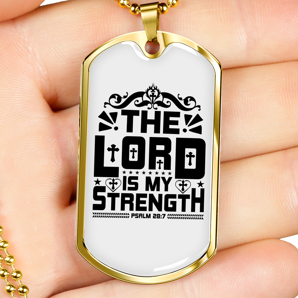 Lord My Strength Black Christian Necklace Stainless Steel or 18k Gold Dog Tag 24" Chain-Express Your Love Gifts