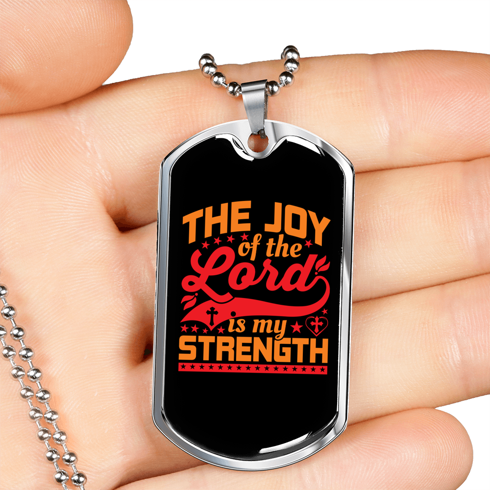 Lord My Strength Christian Necklace Stainless Steel or 18k Gold Dog Tag 24" Chain-Express Your Love Gifts