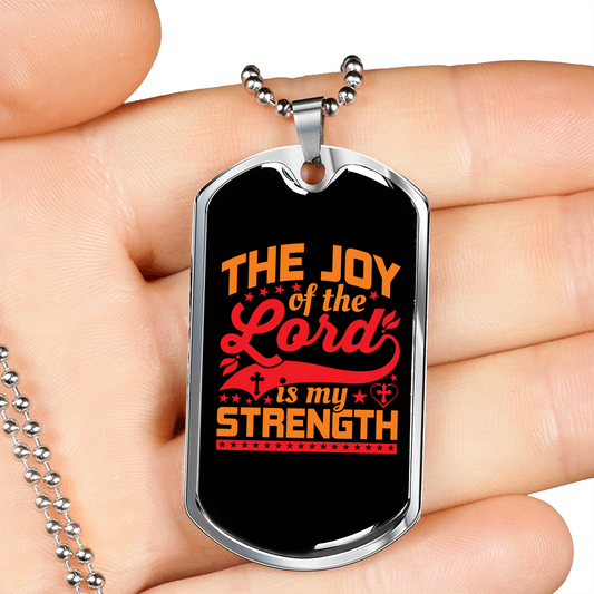 Lord My Strength Christian Necklace Stainless Steel or 18k Gold Dog Tag 24" Chain-Express Your Love Gifts