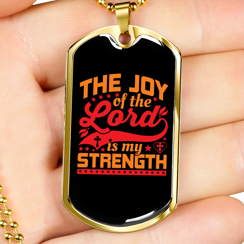 Lord My Strength Christian Necklace Stainless Steel or 18k Gold Dog Tag 24" Chain-Express Your Love Gifts