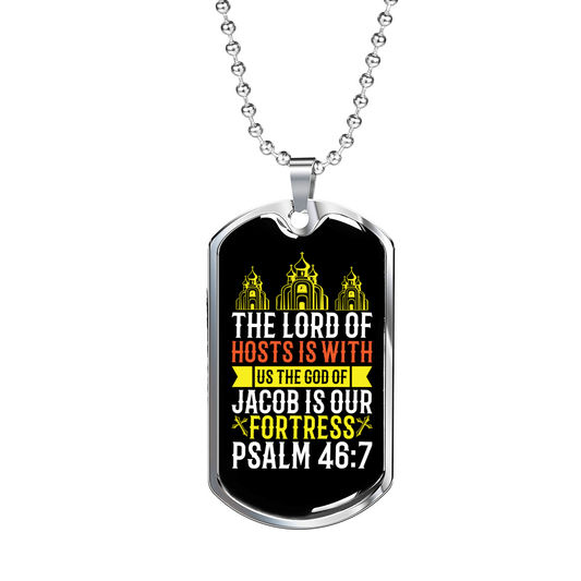 Lord Of Hosts Is Christian Necklace Stainless Steel or 18k Gold Dog Tag 24" Chain-Express Your Love Gifts