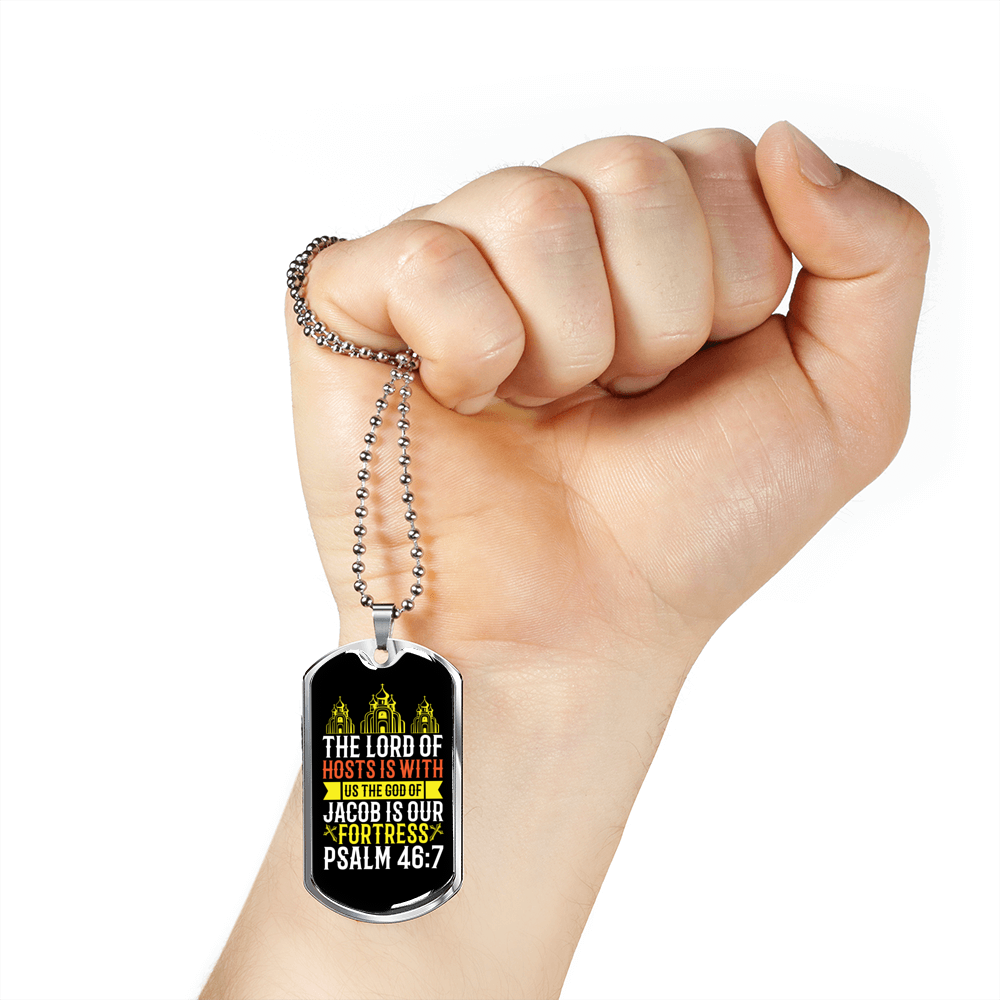 Lord Of Hosts Is Christian Necklace Stainless Steel or 18k Gold Dog Tag 24" Chain-Express Your Love Gifts