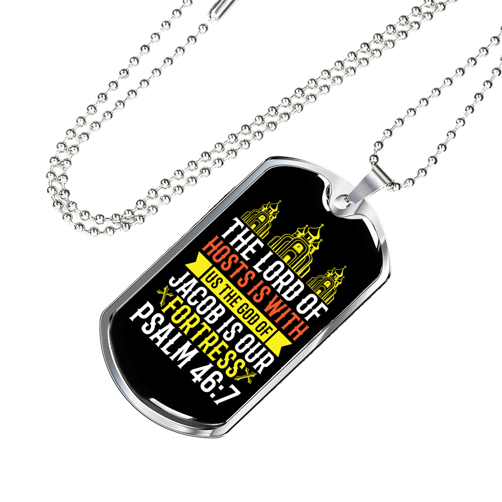 Lord Of Hosts Is Christian Necklace Stainless Steel or 18k Gold Dog Tag 24" Chain-Express Your Love Gifts