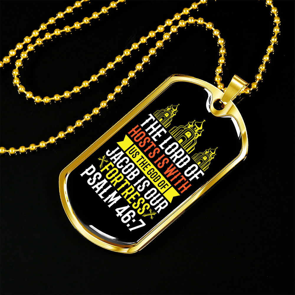 Lord Of Hosts Is Christian Necklace Stainless Steel or 18k Gold Dog Tag 24" Chain-Express Your Love Gifts