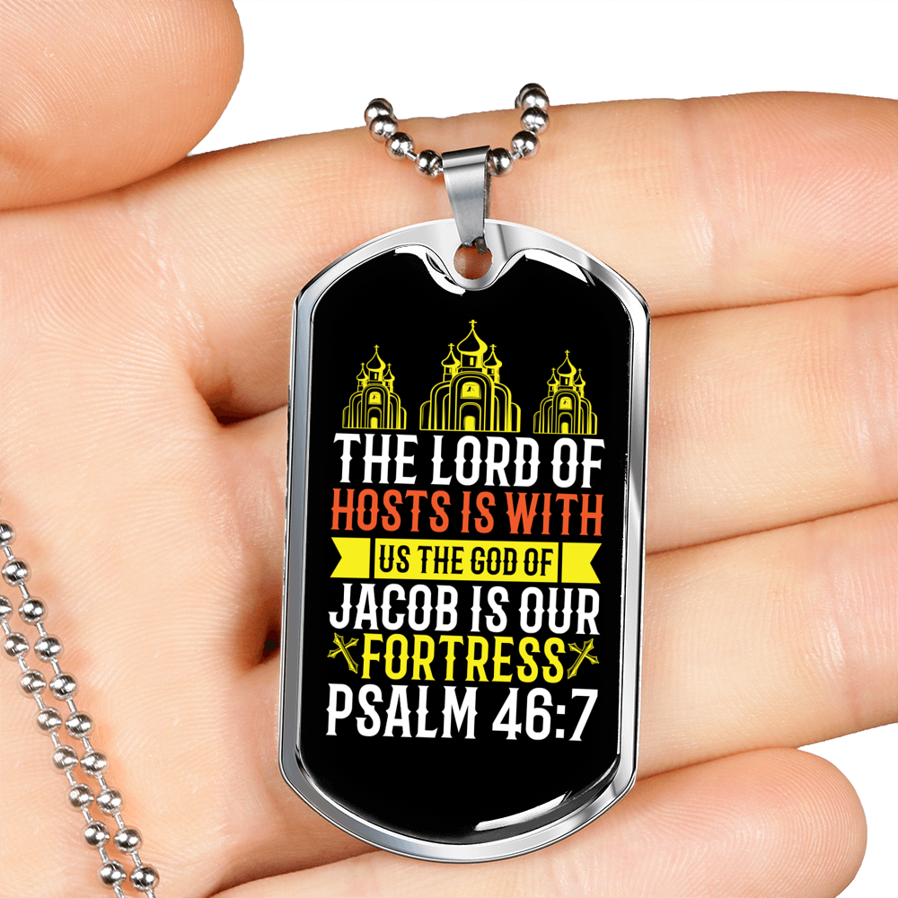 Lord Of Hosts Is Christian Necklace Stainless Steel or 18k Gold Dog Tag 24" Chain-Express Your Love Gifts