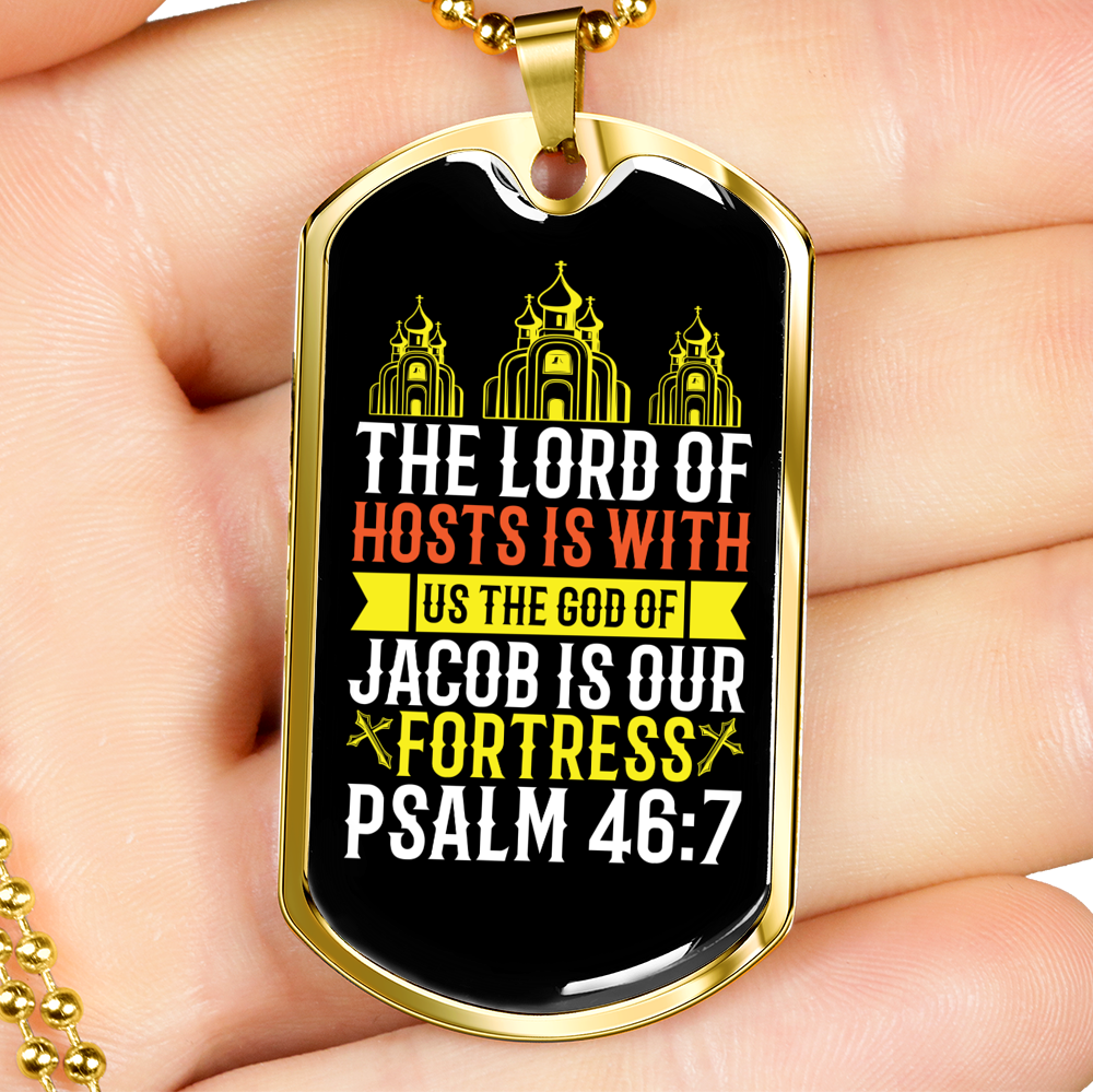 Lord Of Hosts Is Christian Necklace Stainless Steel or 18k Gold Dog Tag 24" Chain-Express Your Love Gifts