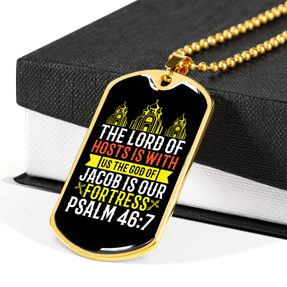 Lord Of Hosts Is Christian Necklace Stainless Steel or 18k Gold Dog Tag 24" Chain-Express Your Love Gifts